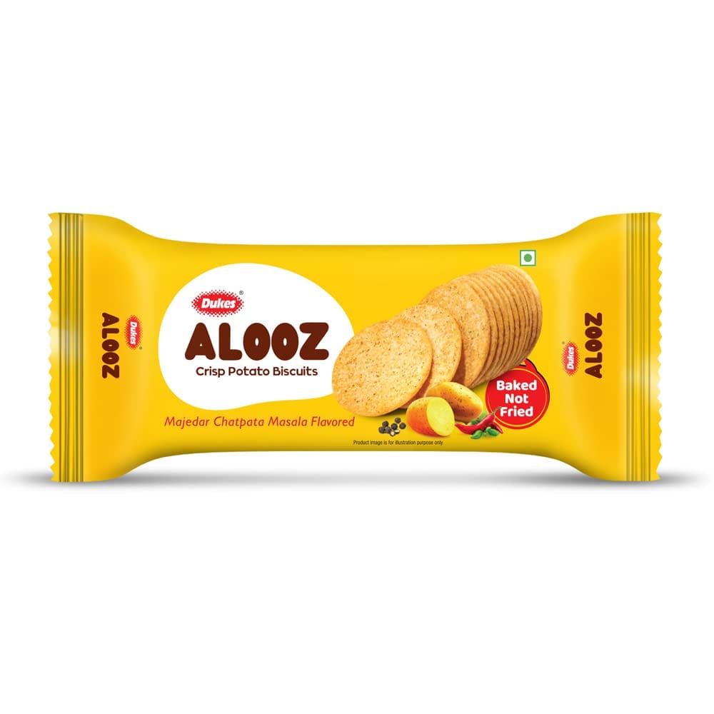 Dukes Alooz Crisp Potato Biscuits Majedar Chatpata Masala Flavoured, Baked Not Fried, 100Gm