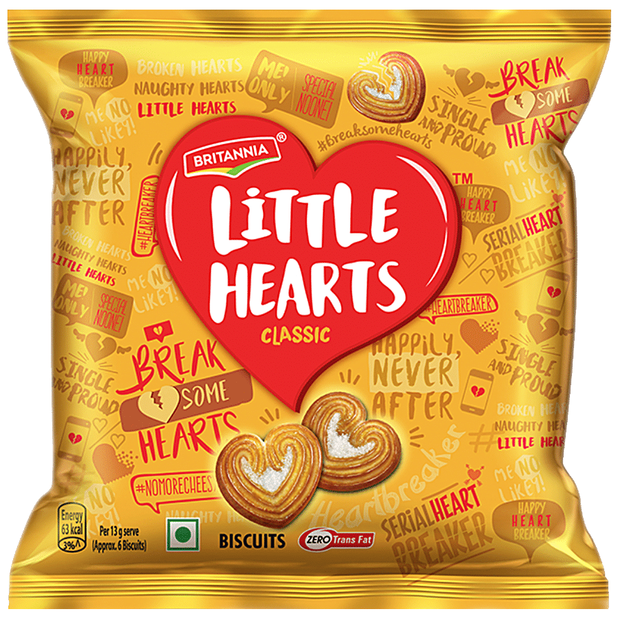 Britannia Little Hearts - Classic, Heart-Shaped, Sugar Sprinkled Biscuit, 13 g