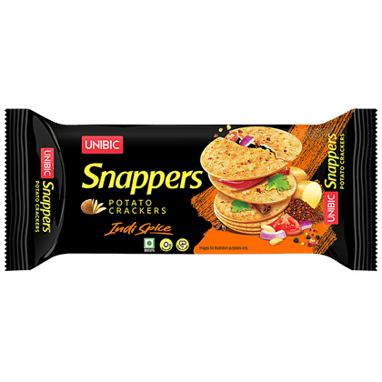 Unibic Snappers Potato Crackers, Indi Spice, Light, Crispy Snack, 75 G