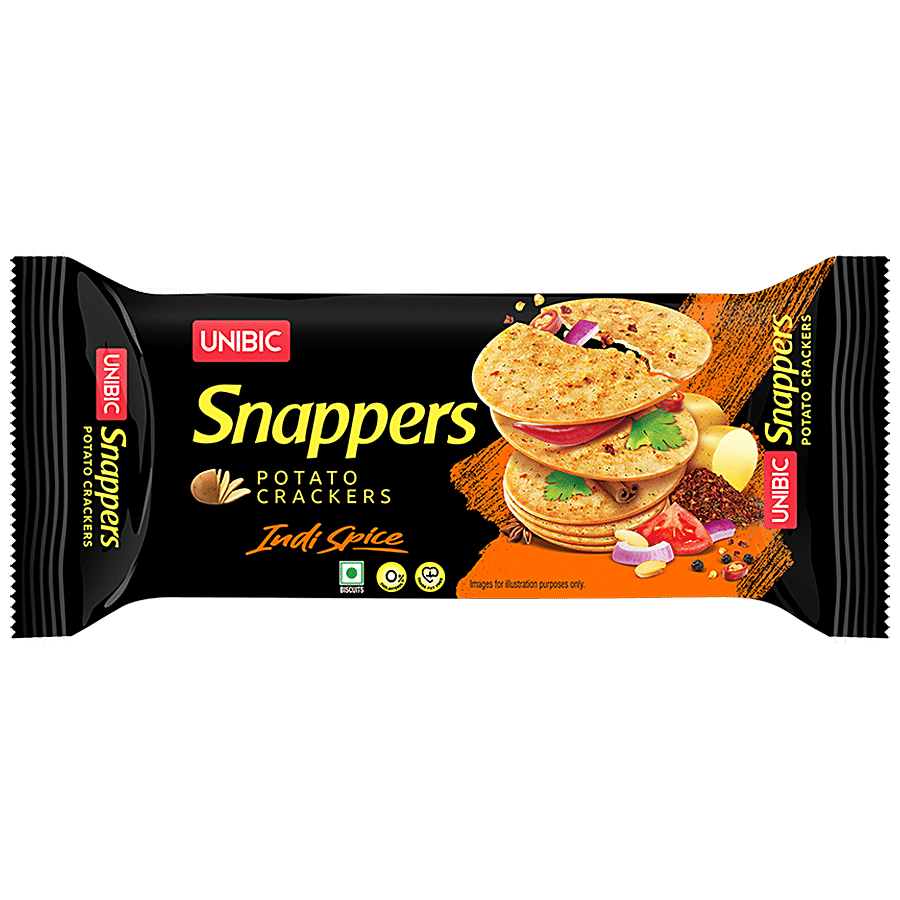 Unibic Snappers Potato Crackers, Indi Spice, Light, Crispy Snack, 75 G