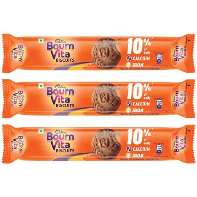 Cadbury Bournvita Biscuits Pro Health Chocolate Cookies, 3x120 g Multipack