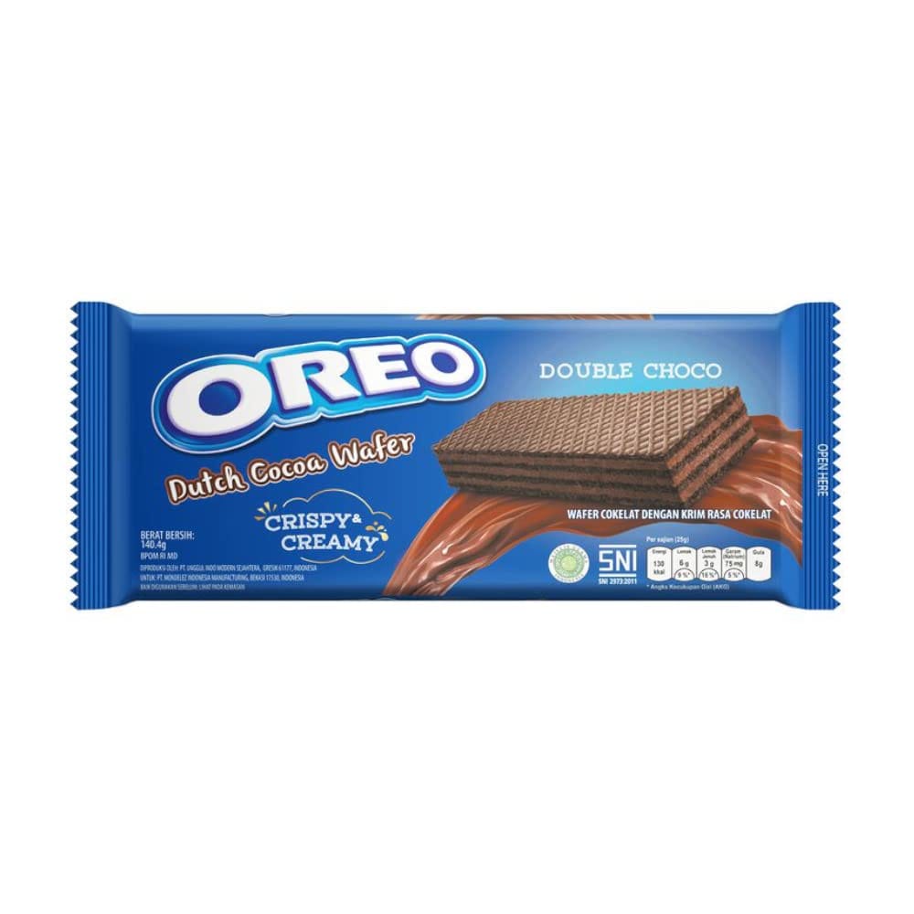 Oreo Crispy & Creamy Double Choco Dutch Cocoa Wafer, Bule & Brown, Small, 140.4 G
