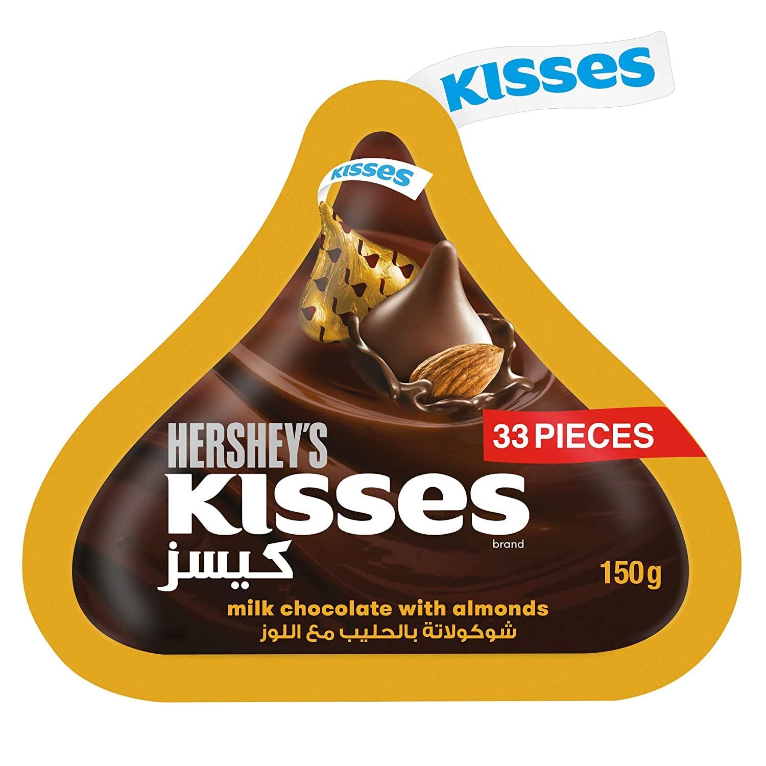 Hershey's Kisses Milk Chocolate With Almonds, 150 G