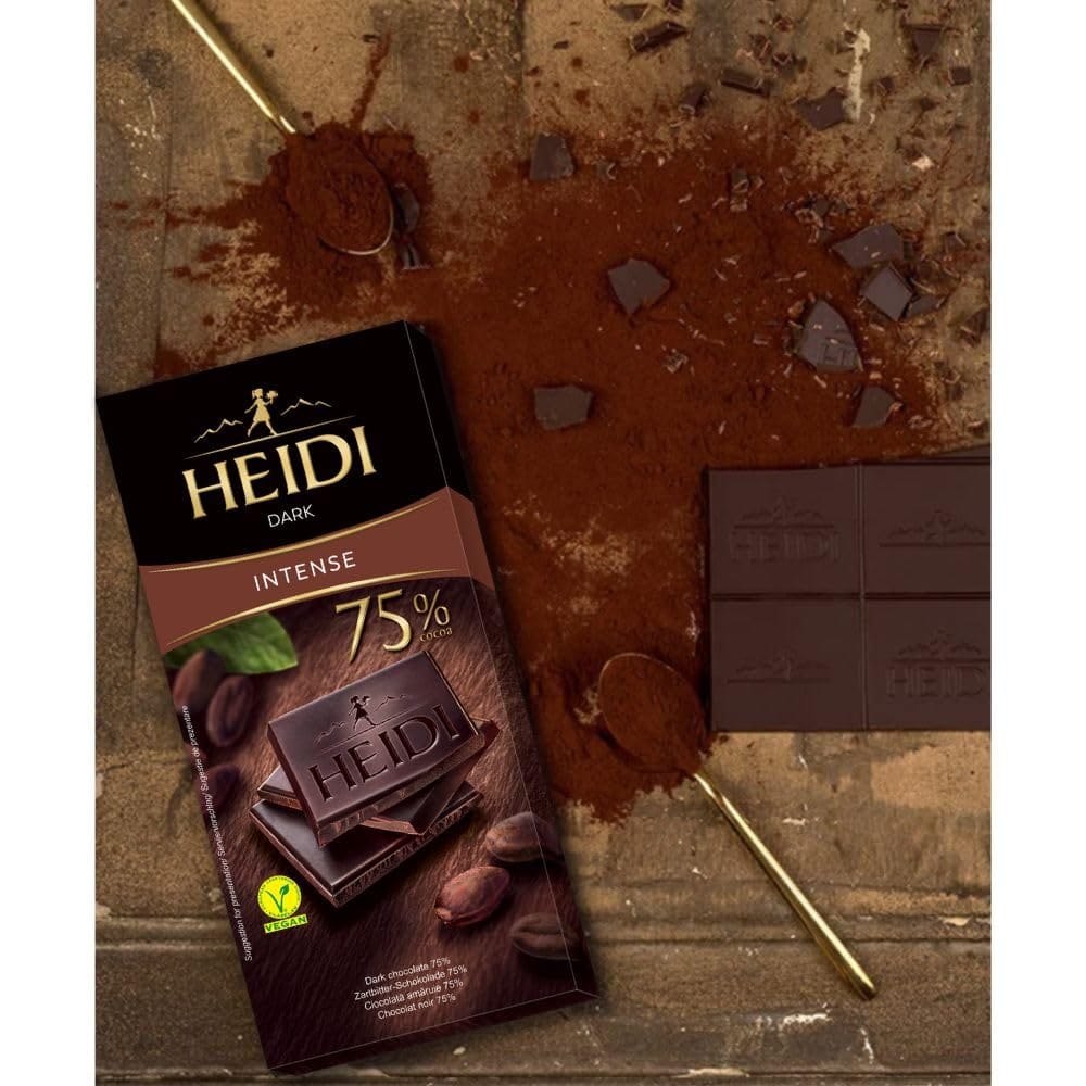 Heidi 75% Cocoa Dark Chocolate, 80G, 100% Veg, Vegan, Imported, Switzerland