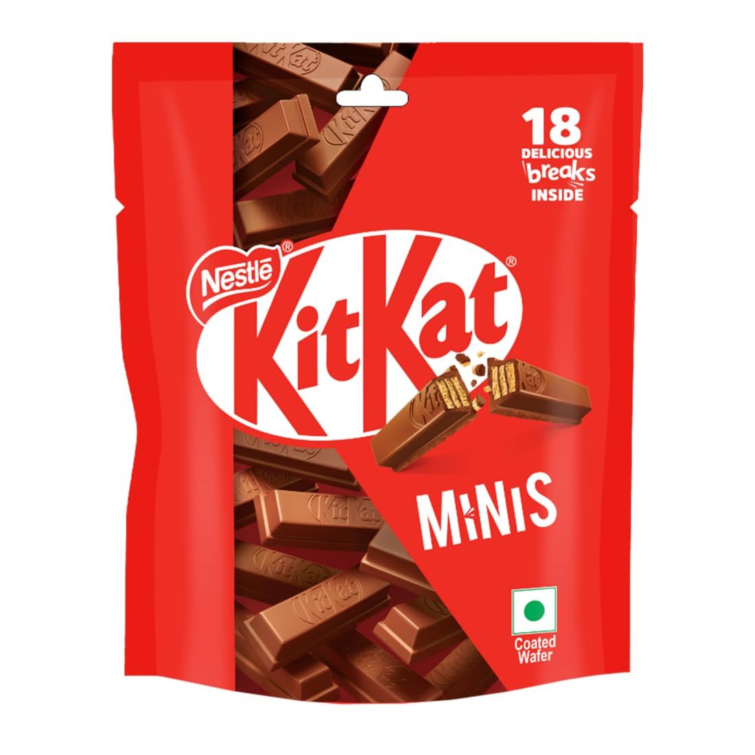 Kit Kat Nestl Kitkat Minis, Chocolate Coated Wafer Bar, Share Bag, Miniature Pouch, 18X7G, 126G