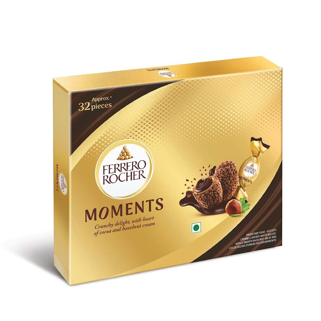 Ferrero Rocher Moments, 32 Pralines Pcs 185.6Gm, Hazelnut