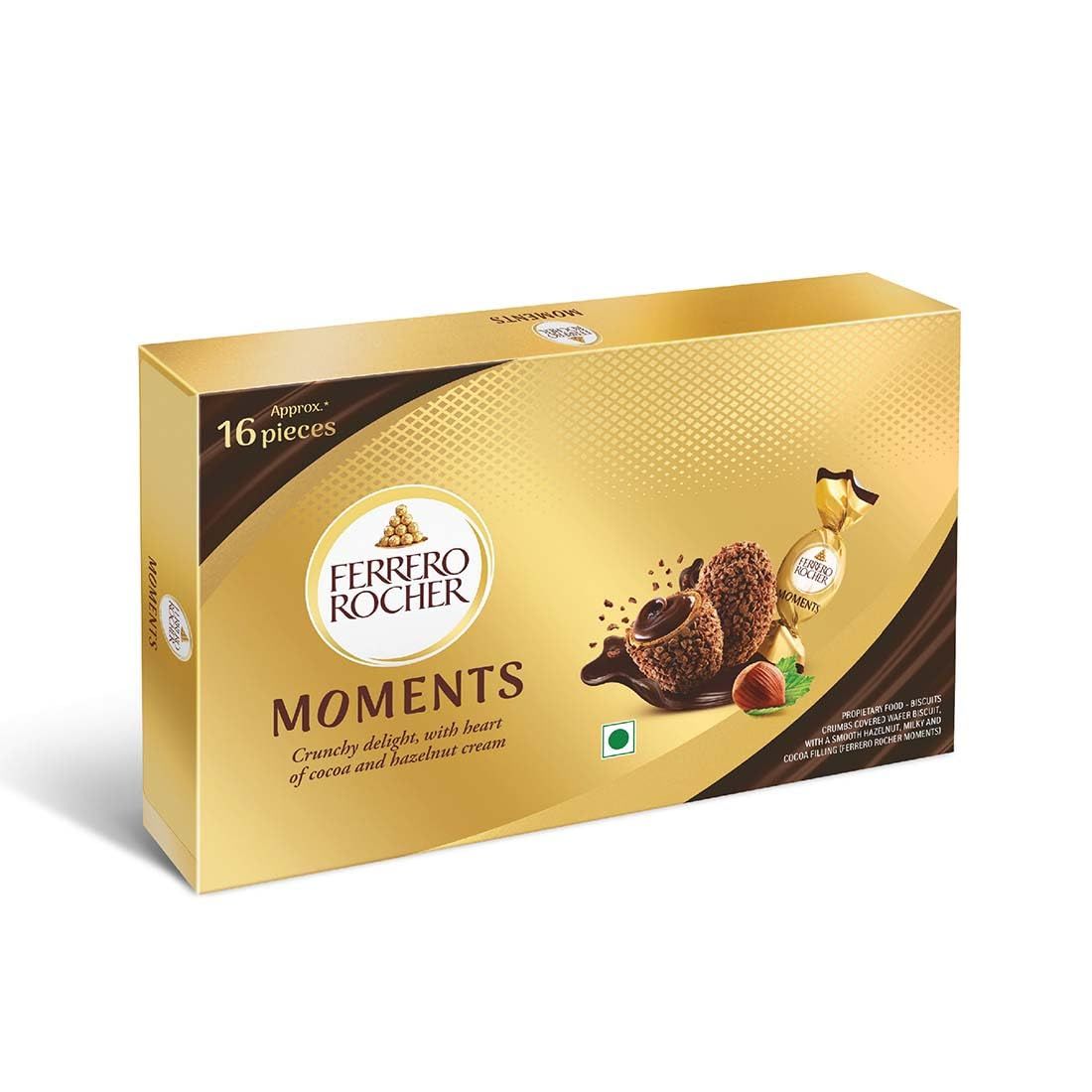 Ferrero Rocher Moments, Hazenut Flavor, 16 Pralines Pcs 92.8Gm