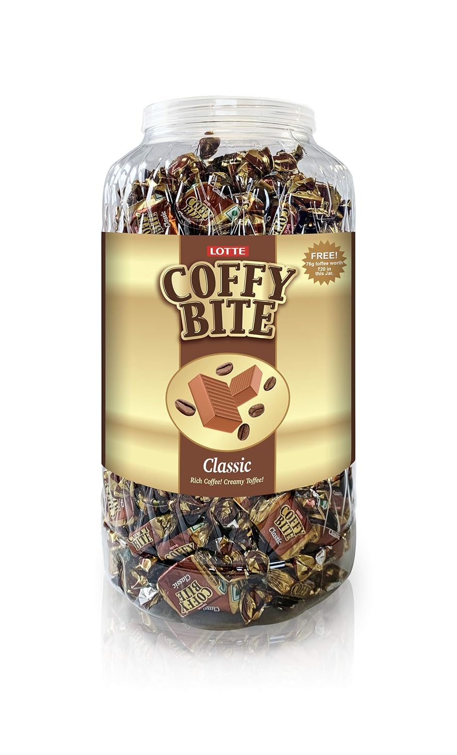 Lotte Coffy Bite Classic Jar, 836Gm (760G+76G Free)