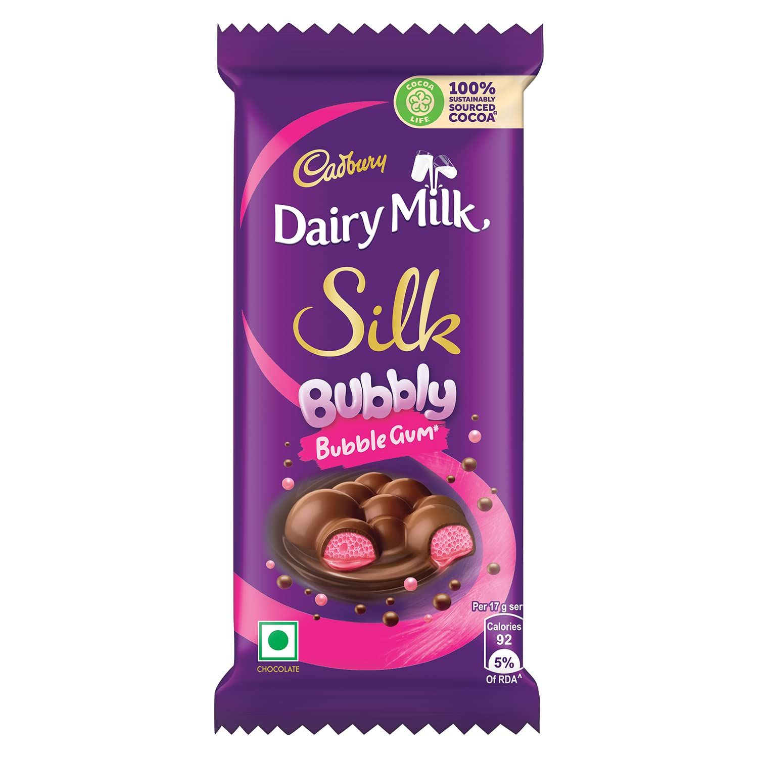 Cadbury Dairy Milk Silk Bubbly Bubblegum Chocolate Bar, 50G