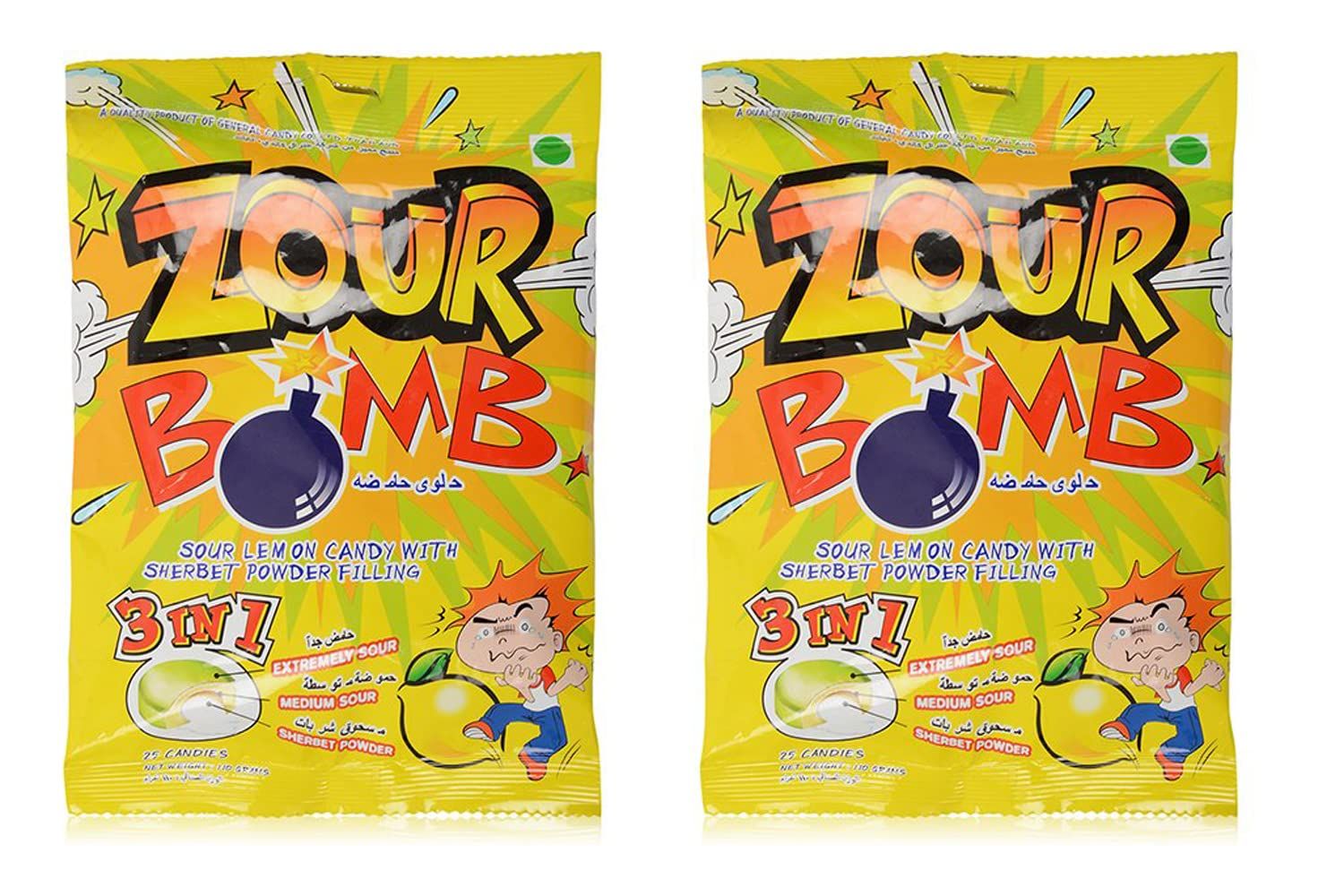 Zour Bomb Candy, Lemon, 110G (Pack Of 2)
