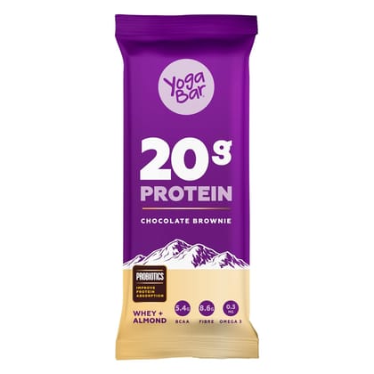 Yogabar Chocolate Brownie 20 G Protein Bar, 70G Yogabar Chocolate Brownie 20 G Protein Bar, 70G