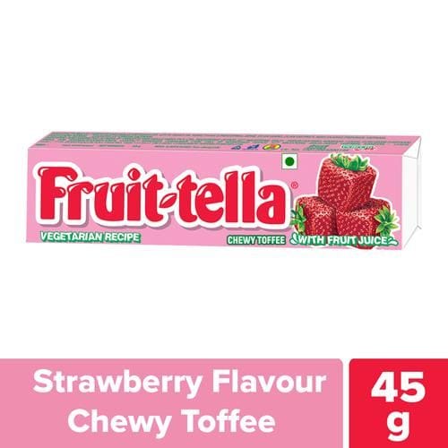 Fruit-Tella Fruit, Tella Strawberry Flavour Chewy Toffee Stick, With Fruit Juice, 45 G