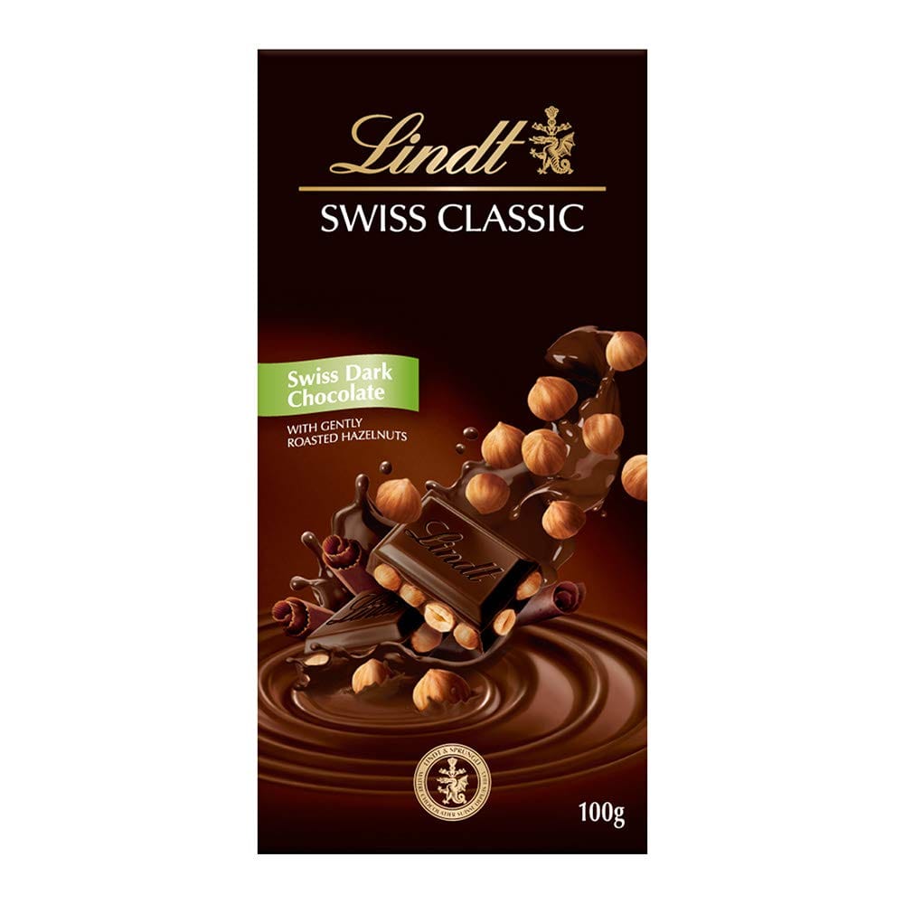 Lindt Swiss Dark Chocolate With Roasted Hazelnuts, 100 G