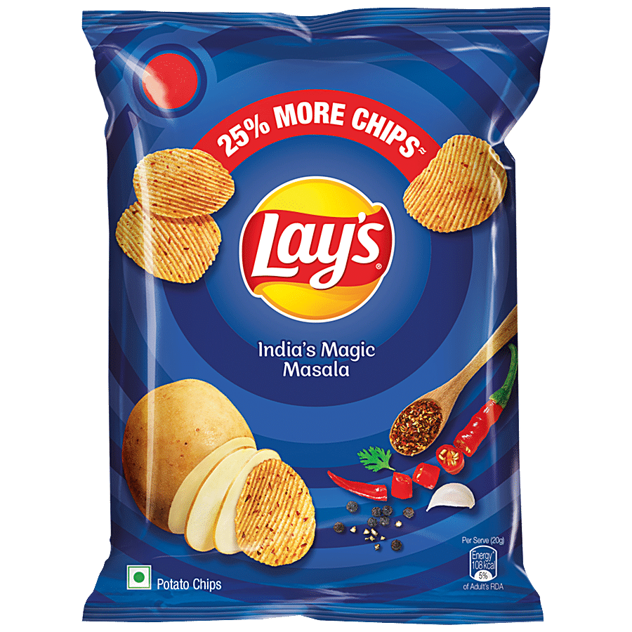 Lay's Potato Chips, India's Magic Masala Flavour, Crunchy Snacks, 40 G Pouch