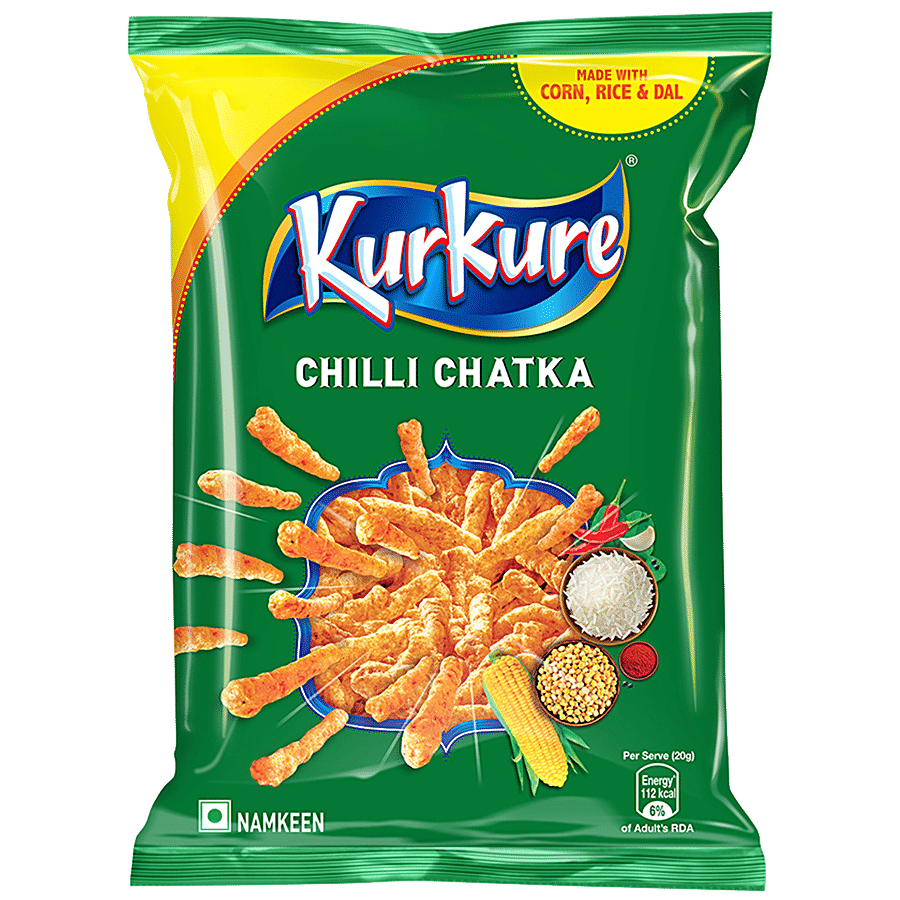 Kurkure Namkeen Chips - Chilli Chatka Flavour, Crispy Spicy Chips & Snacks, 75g