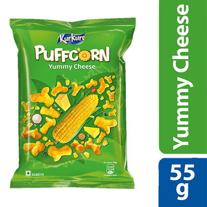 Kurkure Namkeen, Puffcorn, Yummy Cheese, 55 G