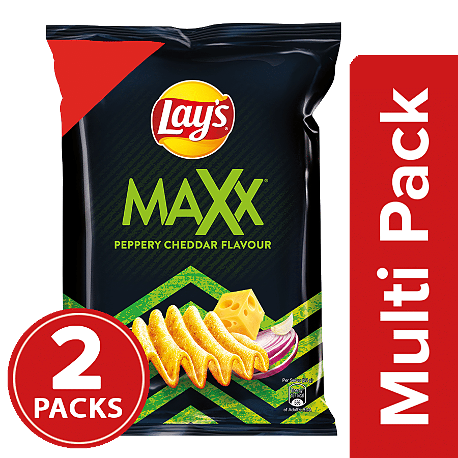 Lay's Maxx Potato Chips, Peppery Cheddar, 2 X 56 G Multipack