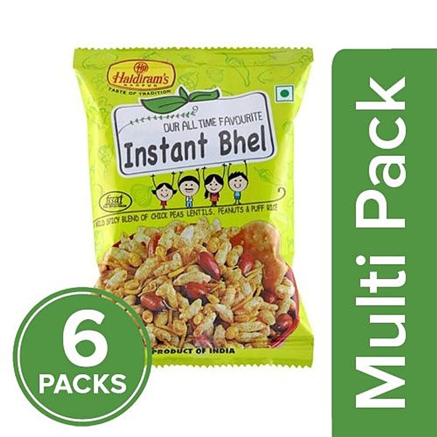 Haldiram's Instant Bhel, Spicy Blend Of Chick Peas, Lentils, Peanuts & Puff Rice, 44 G Pouch