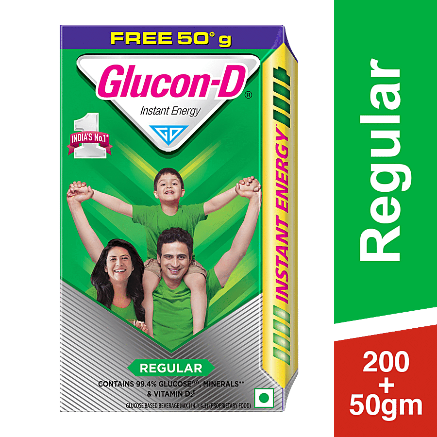 Glucon-D Instant Energy Health Drink, Regular, 200 G, Refill