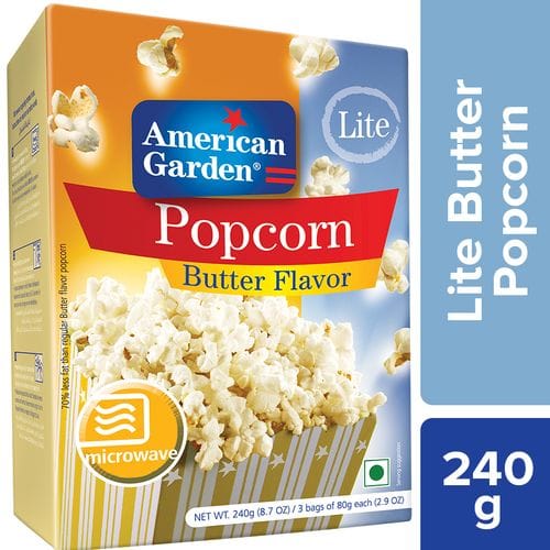 American Garden Popcorn, Lite Butter, 94% Fat Free, 240 G Carton