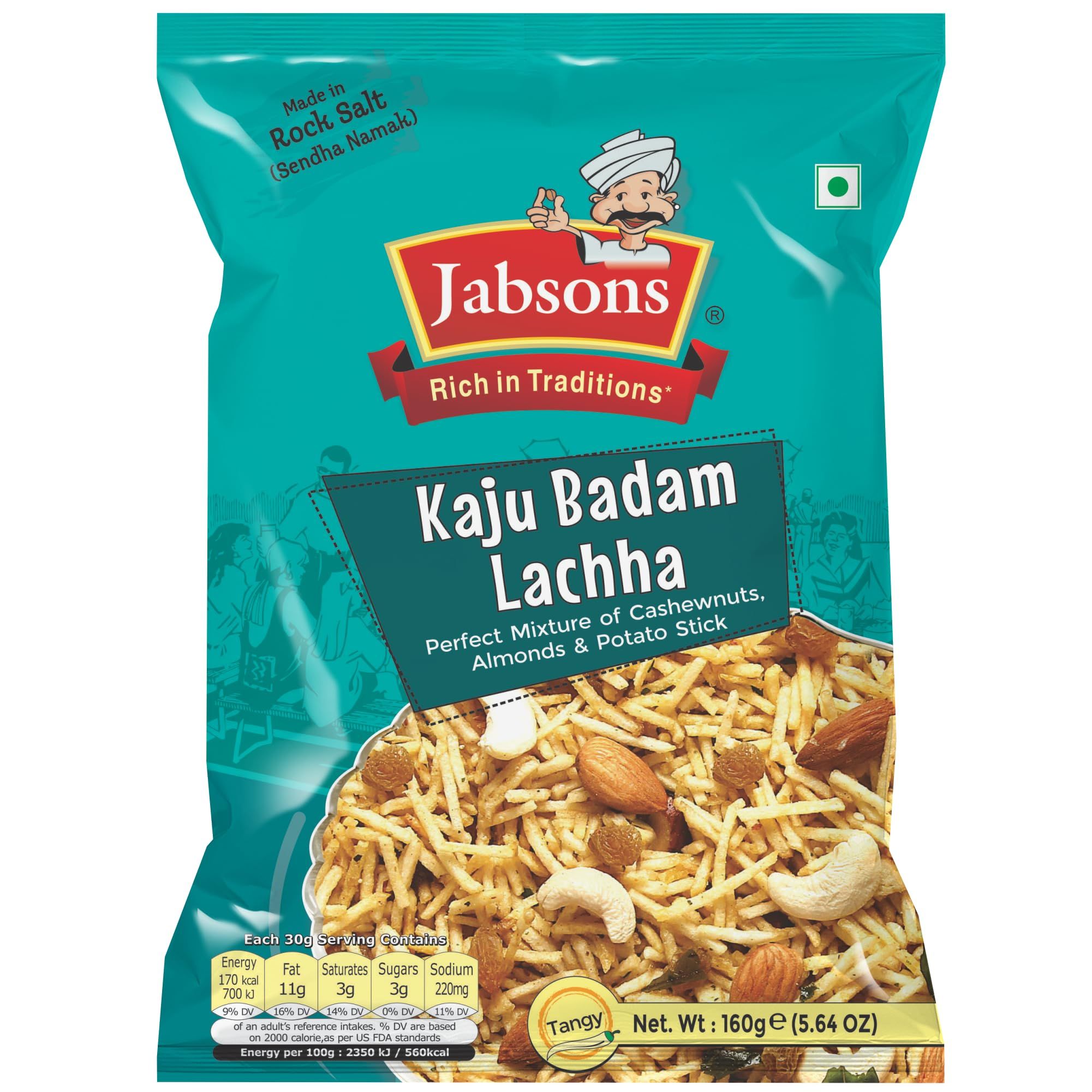 Jabsons Namkeen Kaju Badam Laccha, 160Gm (Crispy & Crunchy)