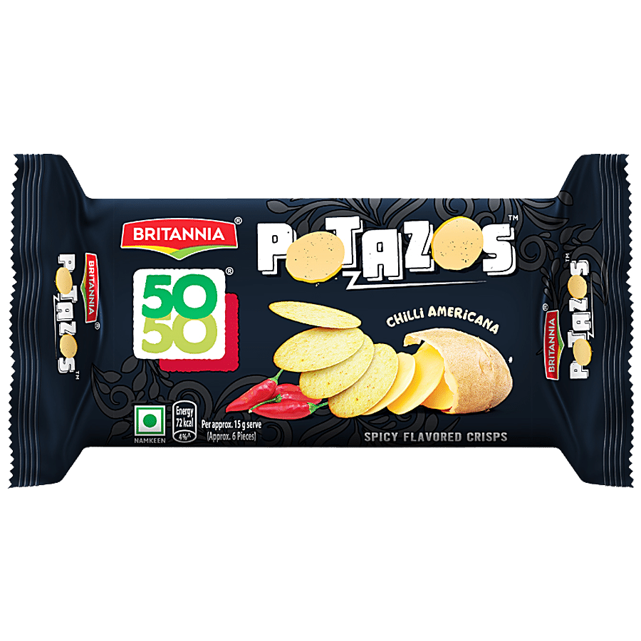 Britannia 50, 50 Potazos, Chili Americana, Spicy Flavoured Crisp, 71.5 G