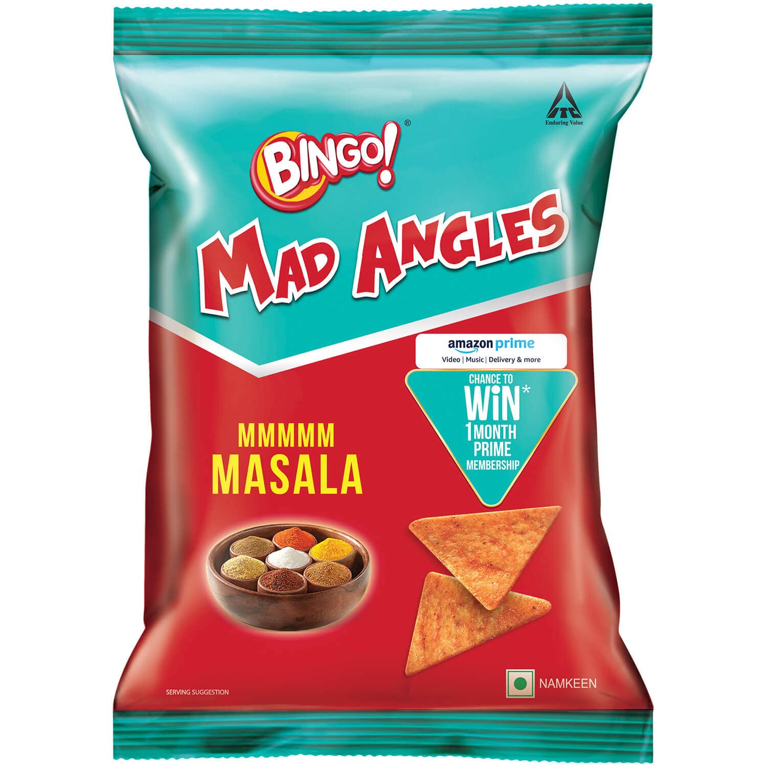 Bingo! Mad Angles Mmmmm Masala, 66G Pack, Corn, Based Crunchy Chips Perfect For Snacking