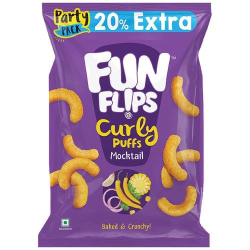 Fun Flips Curly Puffs, Mocktail, Baked & Crunchy, Healthy Snacks, 62.5 G