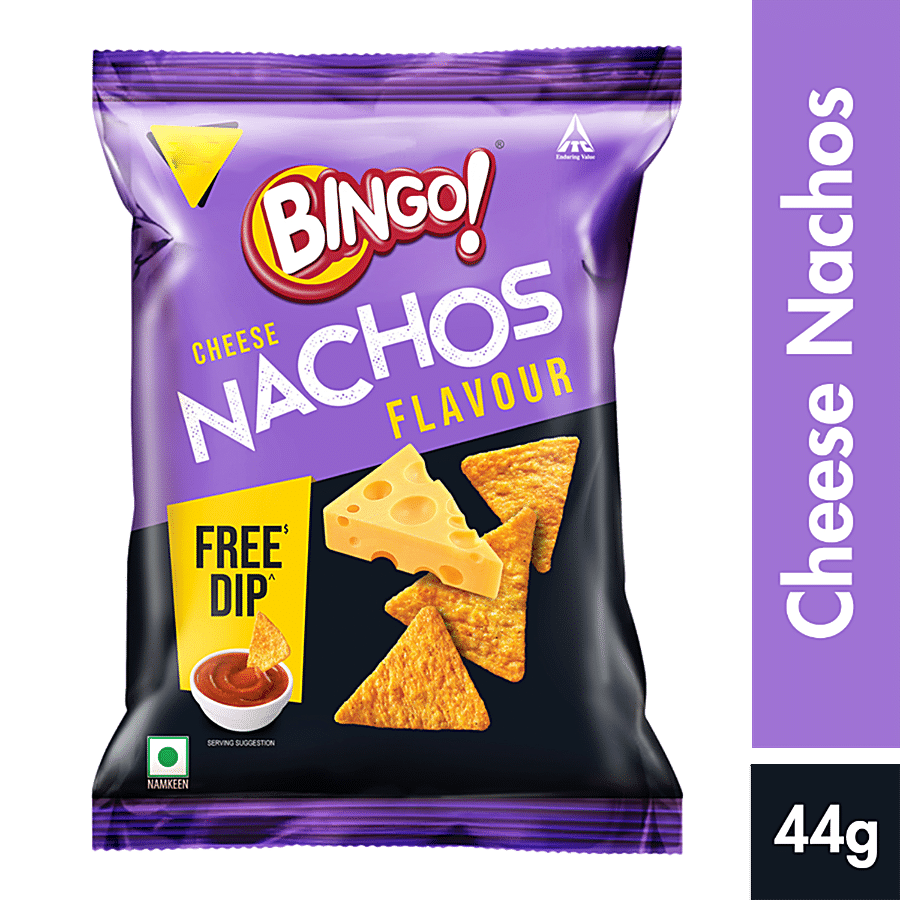Bingo Nachos, Cheese Flavour, Thin & Crunchy Nacho Chips, Tasty Snack, 44 G