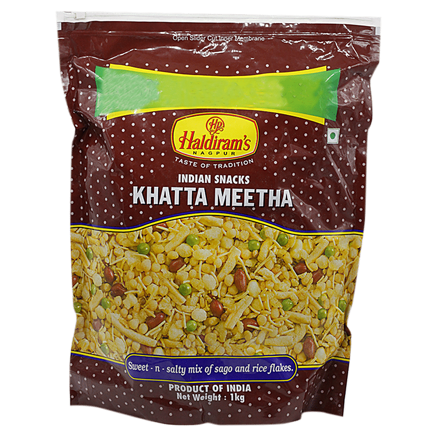 Haldiram's Khatta Meetha, Premium Quality, Guilt, Free Snack, Authentic Taste, 1 Kg Pouch