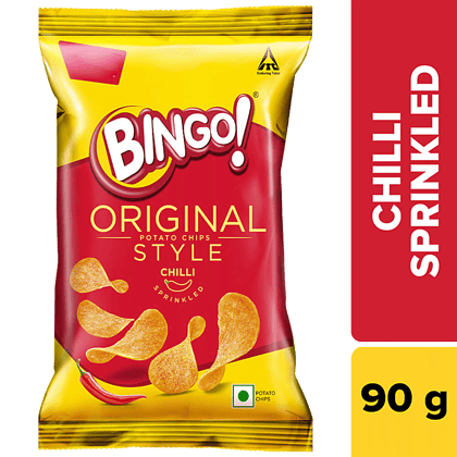 Bingo Flat Cut Spicy Potato Chips, Original Style, Chilli Sprinkled, 90 G