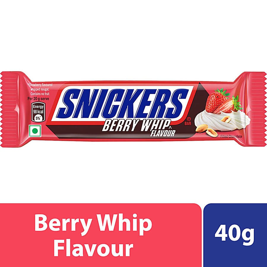 Snickers Berry Whip Chocolate Bar - With Peanuts, Nougat & Caramel, 40 G