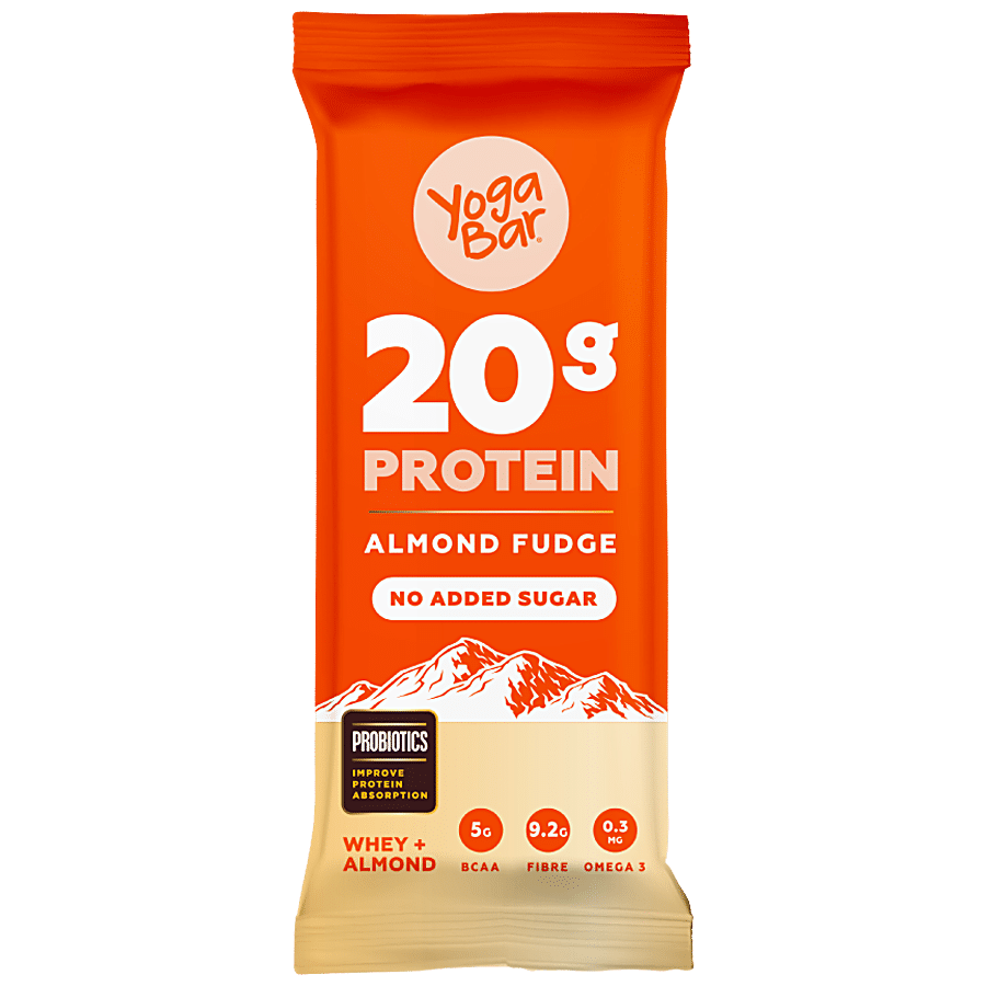 Yoga Bar 20g Protein Bar - Almond Fudge, No Added Sugar, Loaded With Fibre, 70 g