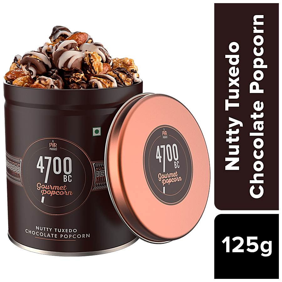 4700BC Nutty Tuxedo Chocolate Gourmet Popcorn, 125 g Tin