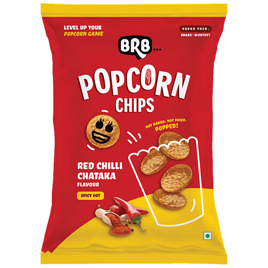 Brb Popcorn Chips - Red Chilli Chataka Flavour, 48 G