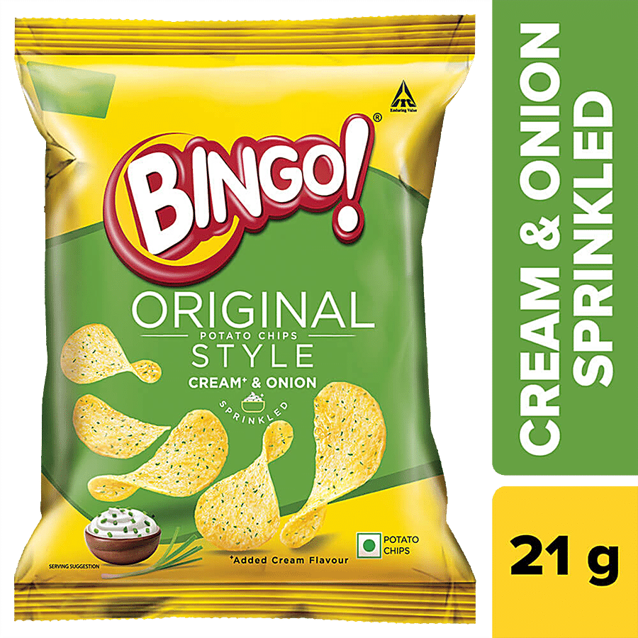 Bingo! Original Style Potato Chips - Cream & Onion, 21 g Pouch