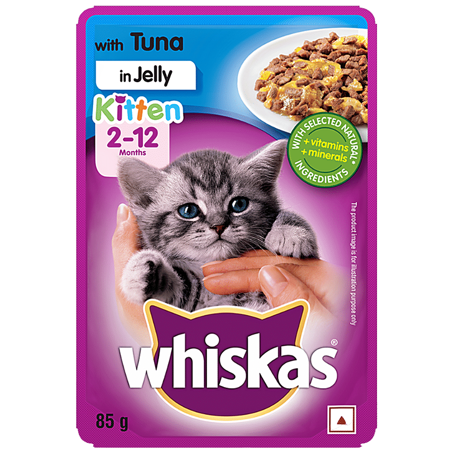 Whiskas Wet Cat Food - Kitten, 2-12 Months, Tuna In Jelly, For Balanced Nutrition, Shiny Coat, 85 G