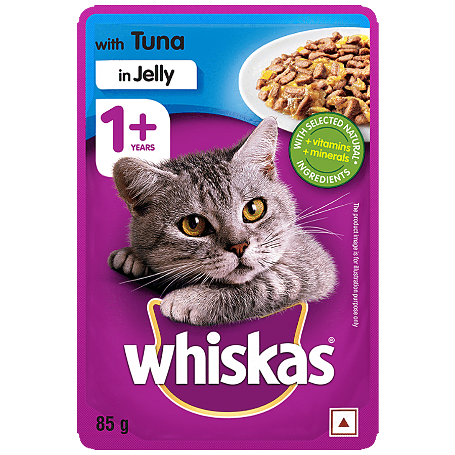 Whiskas Wet Cat Food - Adult, 1+ Year, Tuna In Jelly, For Balanced Nutrition & Shiny Coat, 85 G