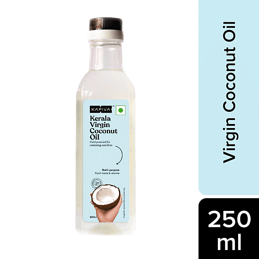 Kapiva Kerala Virgin Coconut Oil - Cold Pressed, 250 Ml Plastic Bottle