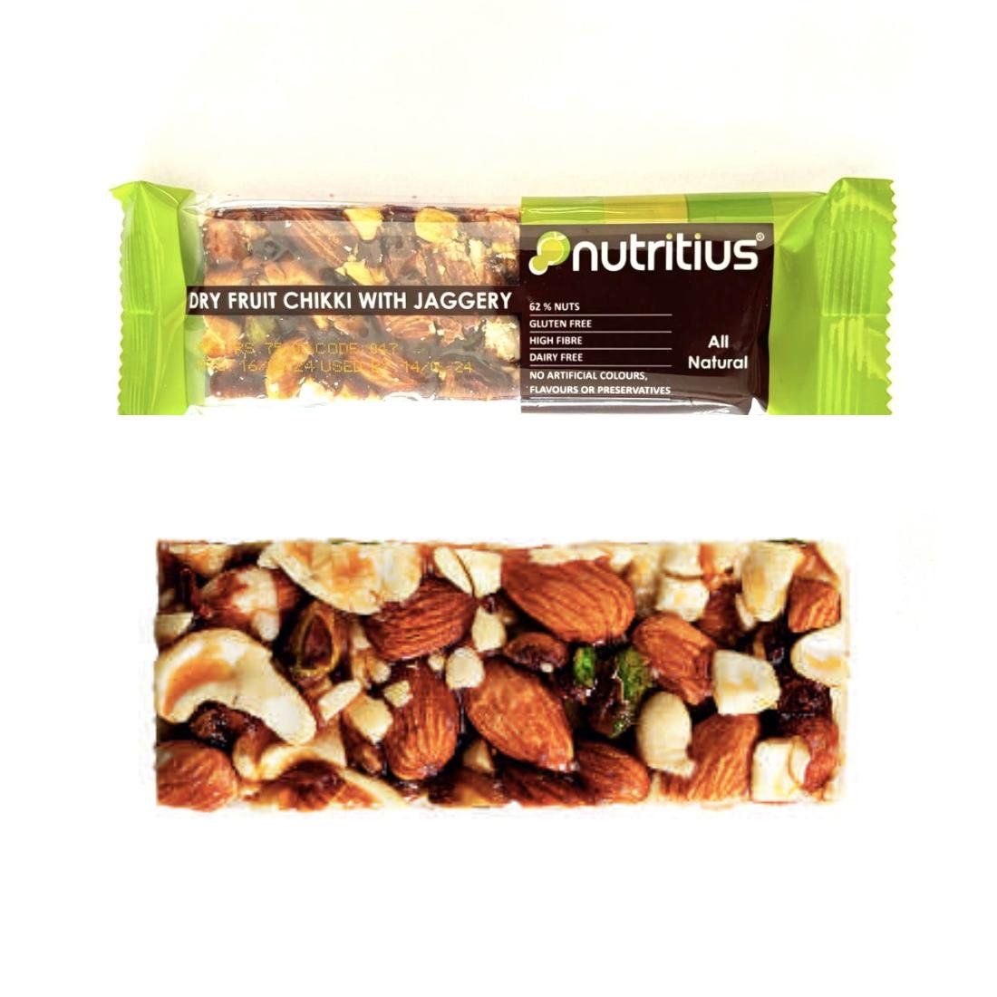 Nutritius Dry Fruit & Jaggery Chikki, 50 gm