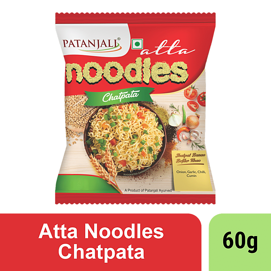Patanjali Chatpata Instant Noodles - Atta, 60 G