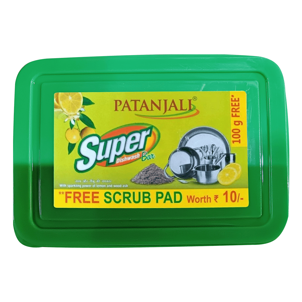 Patanjali Dishwash Bar (500 gm + 100 gm) + Scrub Pad, 600 gm