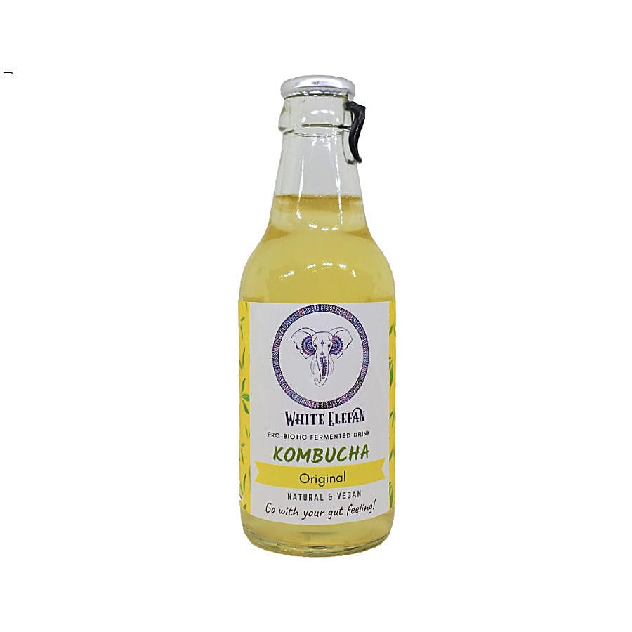 White Elefan Kombucha Probiotic Fermented Drink - Original, Vegan, For Gut Health, 200 Ml