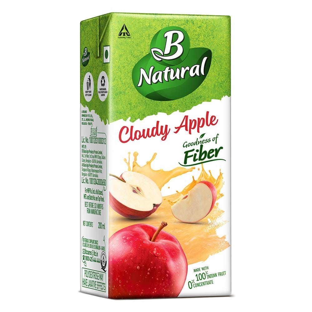 B Natural Cloudy Apple, 200Ml (Pack Of 6)