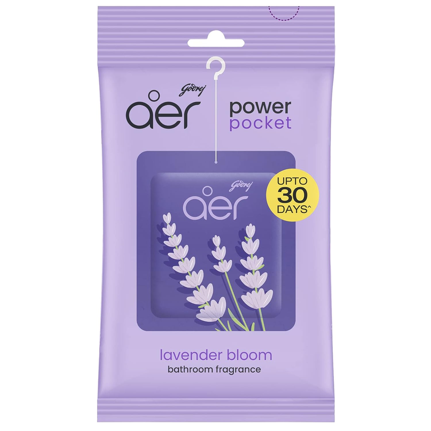 Godrej Aer Power Pocket | Bathroom Freshener Lavender Bloom (10G) | Lasts Up To 30 Days | Toilet Freshener