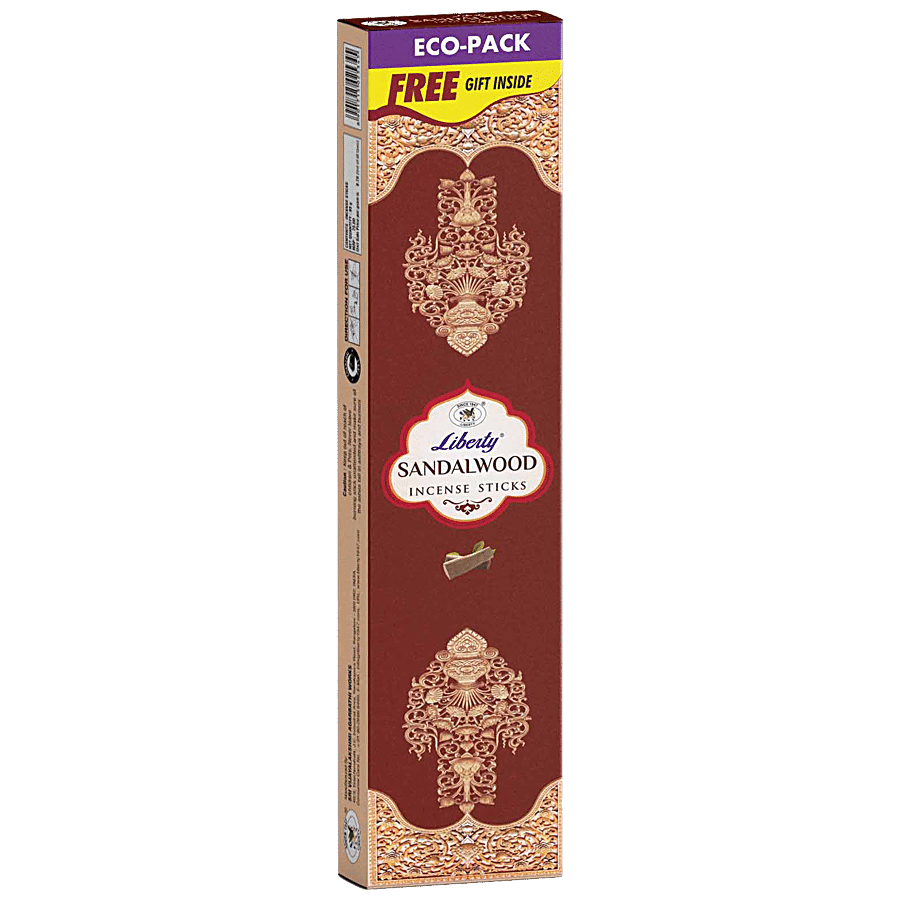 Liberty Sandalwood Incense Sticks - Economy Pack, 90 G (Free Gift Inside)