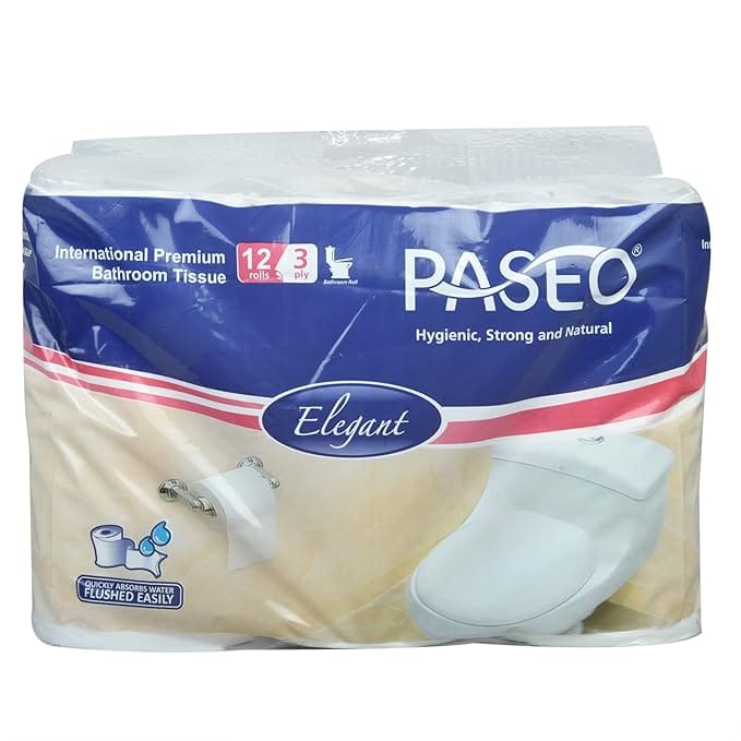 Paseo Tissues Toilet Roll 3 Ply - 300 Pulls, 12 Rolls