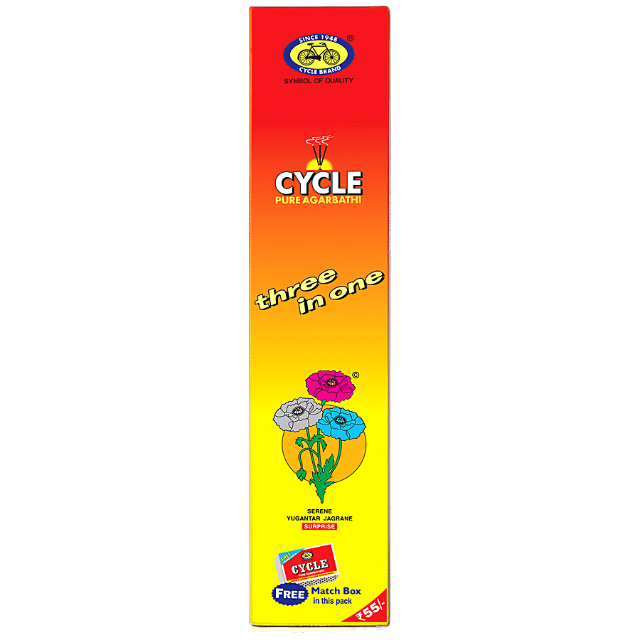 Cycle Three In One Agarbatti-3 Signature Fragrances-Lily, Floral, Woody, 88 G Carton