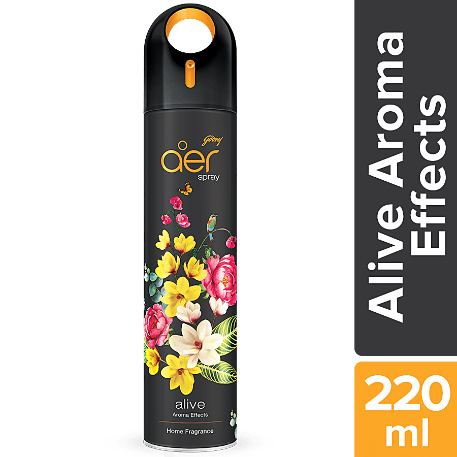Godrej Aer Spray - Premium Air Freshener, Alive, 220 Ml
