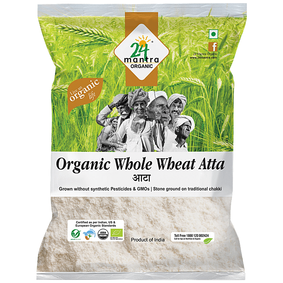 24 Mantra Organic Whole Wheat Atta, 1 kg Pouch
